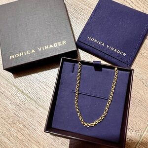 NEW $160 Monica vinader rolo 3mm gold vermeil choker link necklace